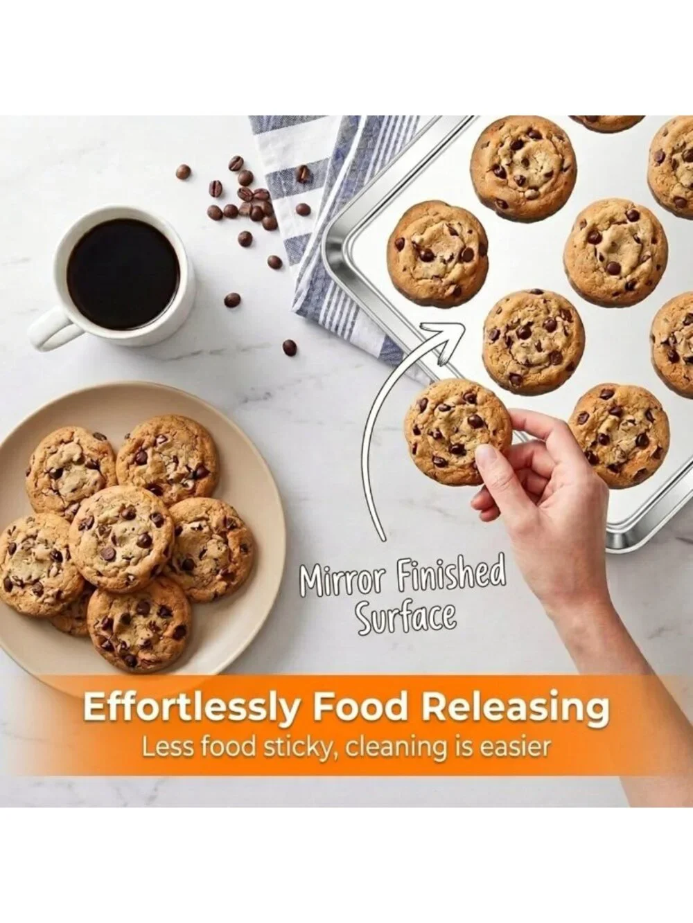 Large Stainless Steel Baking Sheets Set of 2 | Non-Toxic, Easy Clean, Heavy Duty